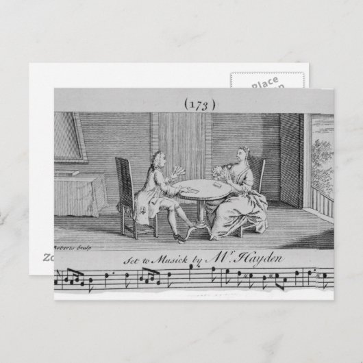 Joseph Haydnによる楽譜へのイラストレーション ポストカード (正面/裏面)