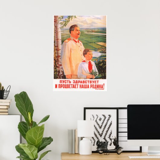 Joseph Stalin Soviet propaganda poster ポスター (ホームオフィス)
