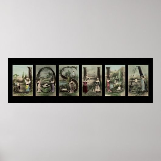 JOSHUAアルファベットレター名アート ポスター (正面)