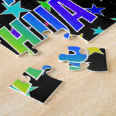 「JOSHUA」ファーストネーム、おもしろい「ハッピーバースデー」 ジグソーパズル (側面)