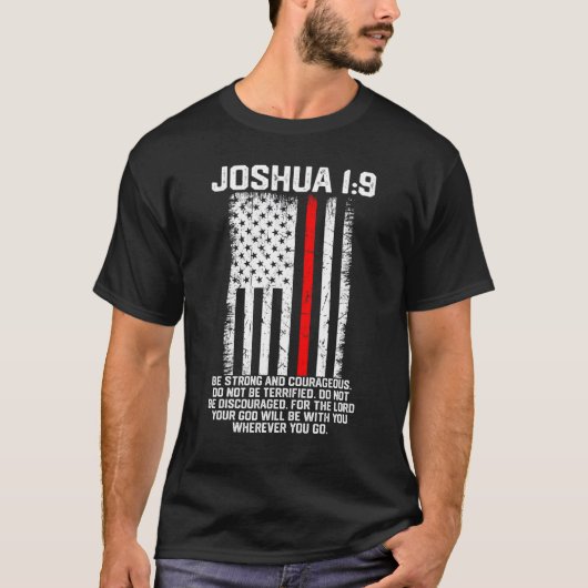 Joshua 19 American US Flag Firefighter Cross Chris Tシャツ (正面)