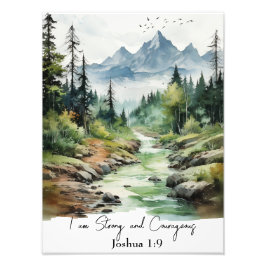 Joshua 1:9クリスチャン子供部屋アートウッドランドテーマ フォトプリント           