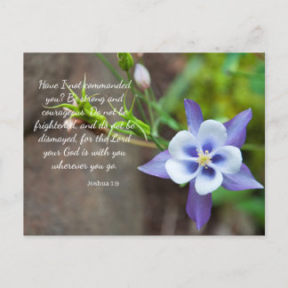 Joshua 1:9紫オダマキ（植物）花葉書 ポストカード
