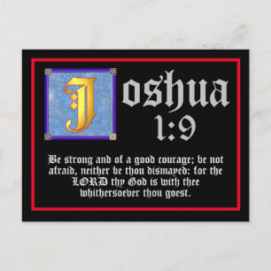 Joshua 1 9金ゴールド照明文字聖書引用文 ポストカード