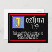 Joshua 1 9金ゴールド照明文字聖書引用文 ポストカード (正面/裏面)