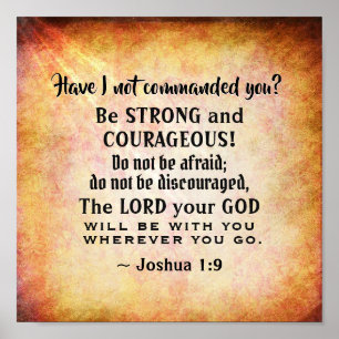 Joshua 1:9 Be strong and hearful, Bible Verse ポスター