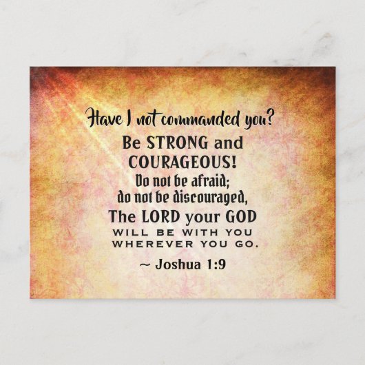 Joshua 1:9 Be strong and hearful, Bible Verse ポストカード (正面)