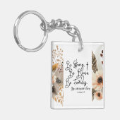 Joshua 1 9 Be strong Be Brave Bible Verse キーホルダー (正面左)