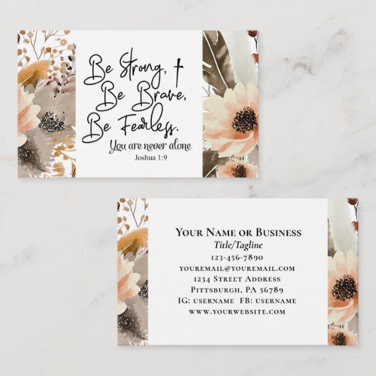 Joshua 1 9 Be strong Be Brave Bible Verse 名刺 (正面/裏面)