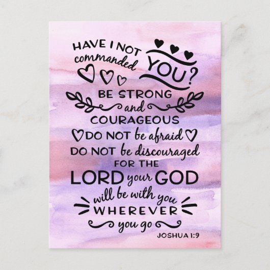 Joshua 1 9 Be Strong Bible聖なる書物、 経典節 ポストカード (正面)
