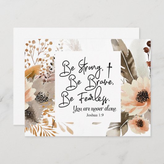 Joshua 1 9 Be strong Brave Bible Verse Flat Card (正面/裏面)
