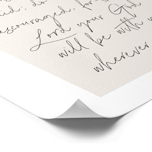 Joshua 1:9 Boho Beigeミニマル Arch Script ポスター (角)