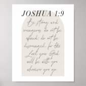 Joshua 1:9 Boho Beigeミニマル Arch Script ポスター (正面)