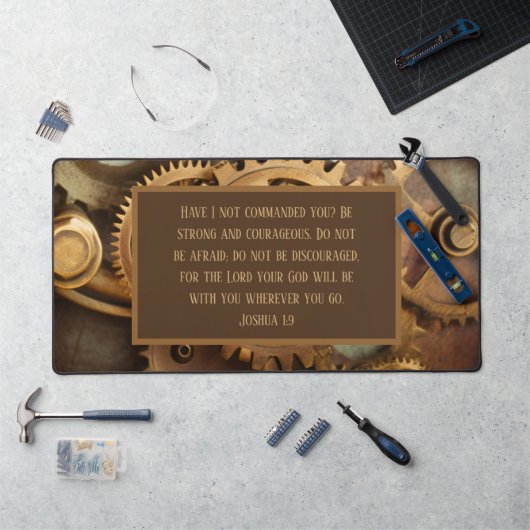 Joshua 1:9 Desk Mat Bible Verse Gears デスクマット (ワークステーション)