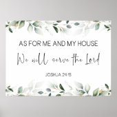 Joshua 24:15シームレ縁どス葉 ポスター (正面)