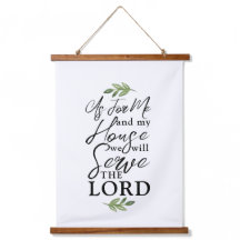 Joshua 24:15葉の緑の木を持つスクリプトフォント