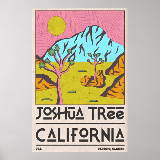 Joshua Tree Art Print Mid-Century Desert Scene ポスター (正面)