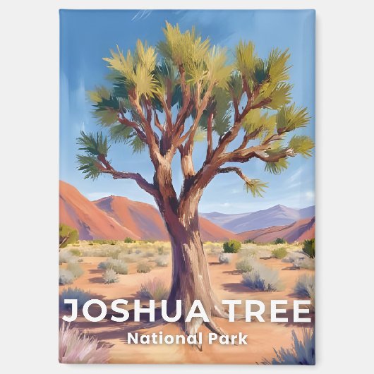 Joshua Tree National Park California Travel Art マグネット (正面)