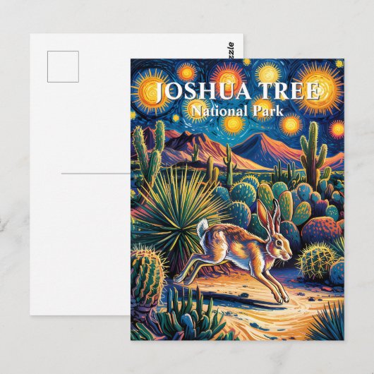 Joshua Tree Van Gogh Desert Wildlife Jackrabbit ポストカード (正面/裏面)