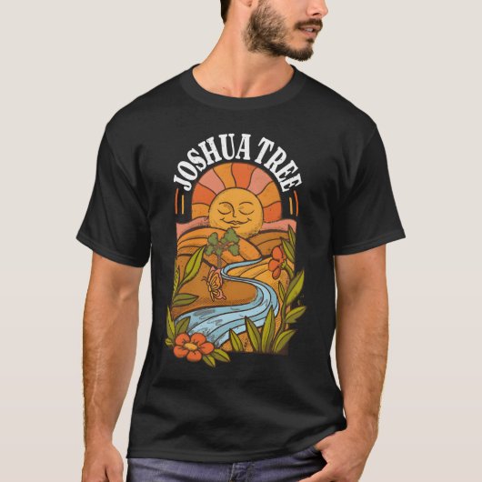 Joshuaree National Park California Groovy 70s frie Tシャツ (正面)