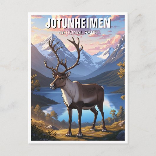 Jotunheimen National Park Norwayのトナカイ ポストカード (正面)