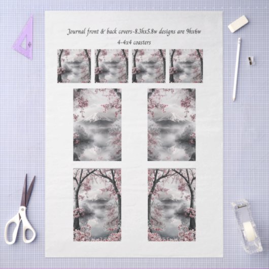 Journal Covers Mount Fuji Cherry Blossom Coasters  薄葉紙 (クラフト)