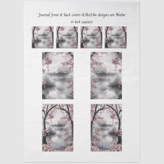 Journal Covers Mount Fuji Cherry Blossom Coasters  薄葉紙 (正面)