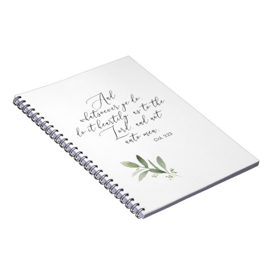 Journal Notebook KJV Bible Verse Colossians 3:23 ノートブック (右側)