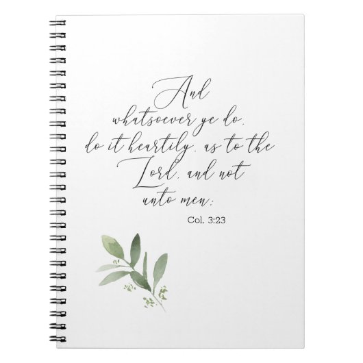 Journal Notebook KJV Bible Verse Colossians 3:23 ノートブック (正面)