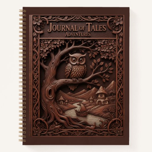 Journal of Tales Wood Carved Owl Adventure Journal ノートブック (正面)