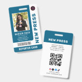Journalist Press Pass Photo ID バッジ (正面&裏面)