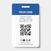 Journalist Press Pass  Photo ID  Badge バッジ (裏面)