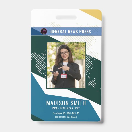 Journalist Press Pass  Photo ID  Badge バッジ (正面)