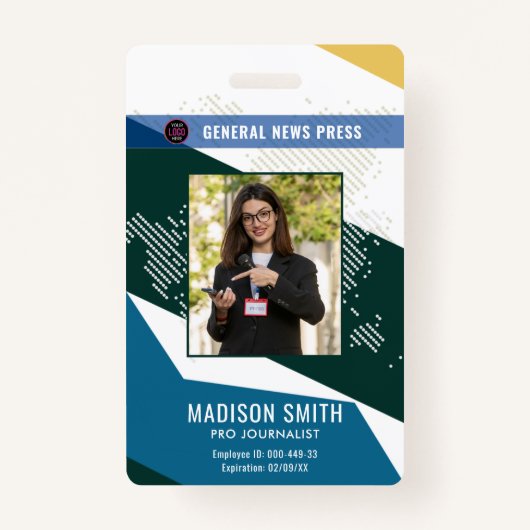 Journalist Press Pass  Photo ID  Badge バッジ (正面)