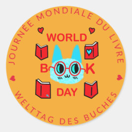 Journee Mondiale du Livre /ワールドブックデイキャット ラウンドシール
