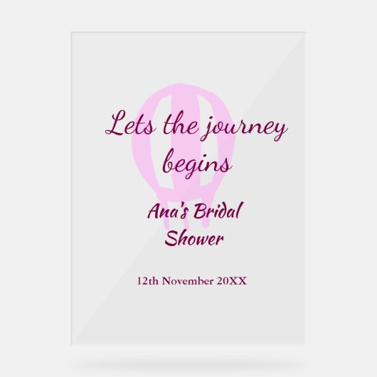 journey beginningブライダルシャワーadd name pin アクリルサイン (正面)