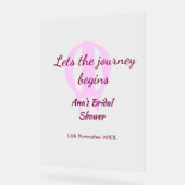 journey beginningブライダルシャワーadd name pin アクリルサイン (傾斜)