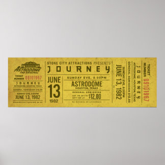 Journey Concert Ticket – Vintage Rock Wall Art Pri ポスター