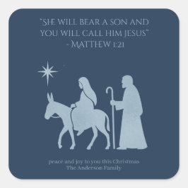 Journey to Bethlehem Sticker – Mary and Joseph  スクエアシール