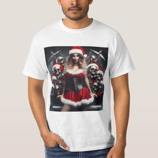 Joven Mamá Noel con Calaveras Navideñas Tシャツ (正面)