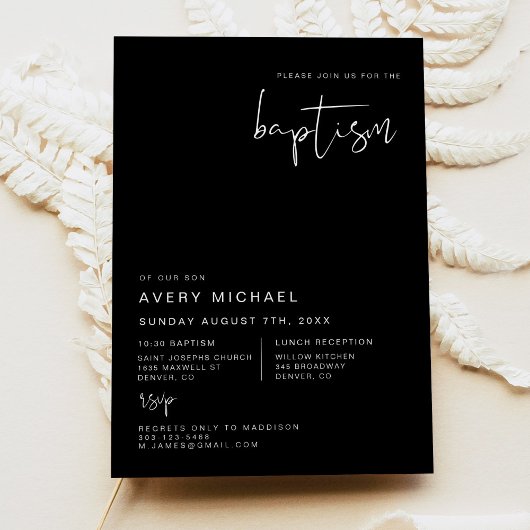 JOVIエギーモダンミニマリストEdgy Black Baptism 招待状