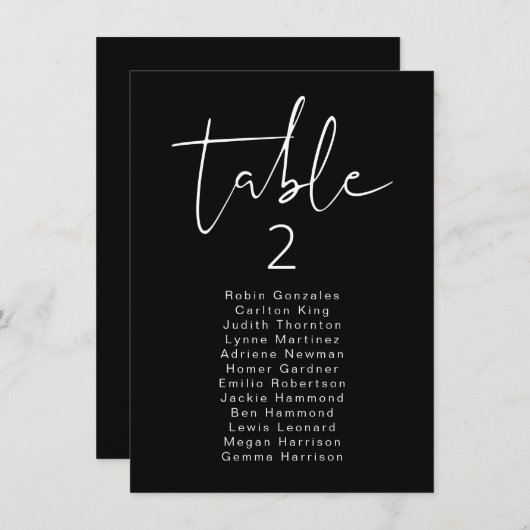 JOVIエギー黒いテーモダンブルのシーティングカード 招待状 (正面/裏面)