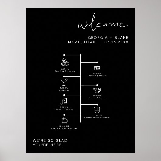 JOVIエギー黒のアイコンモダンのタイムラ結婚イン ポスター (正面)