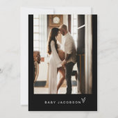 JOVIエジモダンー黒ハートオベビーベビーシャワー 招待状 (裏面)