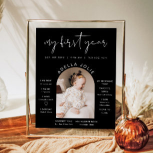 JOVIモダン白黒写真初年度マイルストーン ポスター