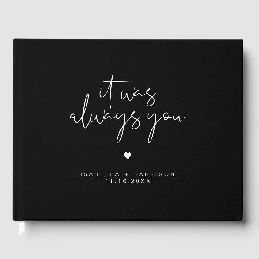 JOVI エッジィ ブラック&ホワイト ミニマル ウェディング ゲストブック (正面)