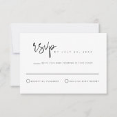 JOVI- モダン ミニマル ブラック＆ホワイト ウェディング RSVP 招待状 (正面)