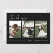 JOVI モダン Edgy Black Photo's 結婚 Thank You 招待状 (正面)