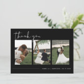 JOVI モダン Edgy Black Photo's 結婚 Thank You 招待状 (スタンド正面)