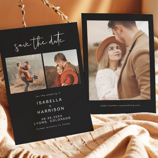 JOVI Edgy黒写真モダン日付の保存 招待状